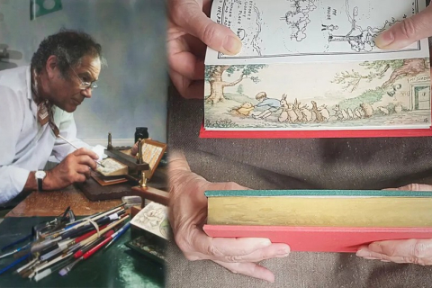 Известный художник делится секретами своих завораживающих «исчезающих» изображений, сделанных на срезах книг, сохраняя умирающее ремесло