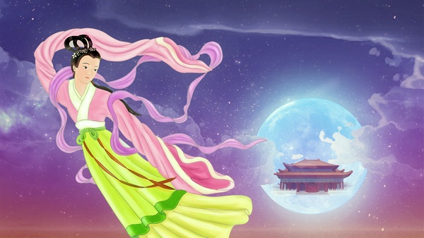 Чан Е сумно дивиться на землю з місячного палацу. Ілюстрація: Емі Чан/Велика Епоха